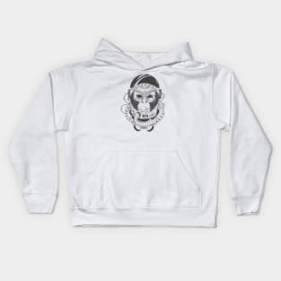 monkey astronaut Kids Hoodie